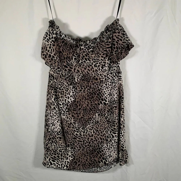 MODA International Mini Dress Women's Medium Brown Cheetah Print Strapless - Picture 6 of 7